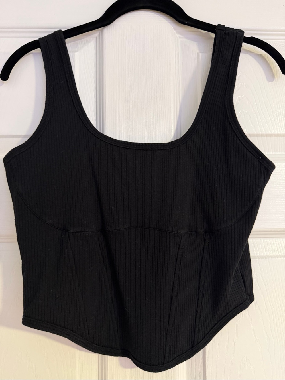 PINK Victoria's Secret Black Ribbed Scoop Crop Top